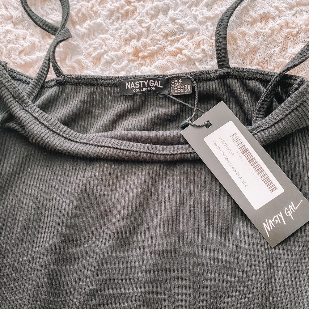 NWT Nasty Gal Black Ribbed Dress - Picture 5 of 6
